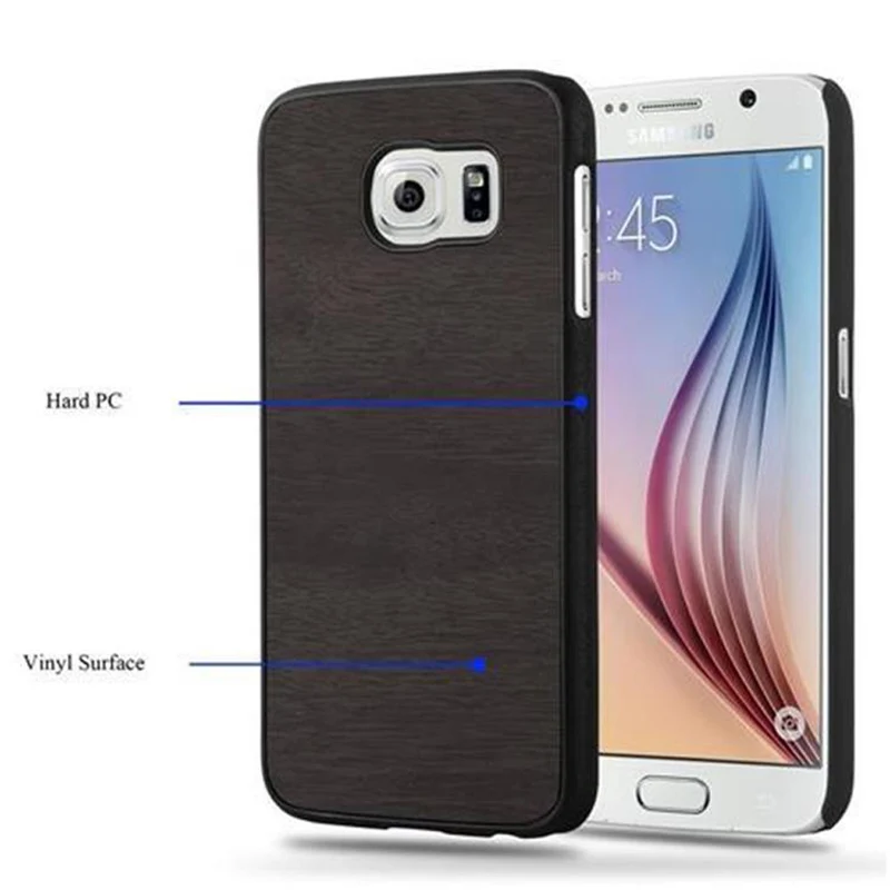 Cadorabo Hülle kompatibel mit Samsung Galaxy S6 Hard Case Schutzhülle in Holz Optik gegen Kratzer und Stöße
