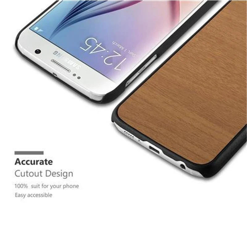 Cadorabo Hülle kompatibel mit Samsung Galaxy S6 Hard Case Schutzhülle in Holz Optik gegen Kratzer und Stöße
