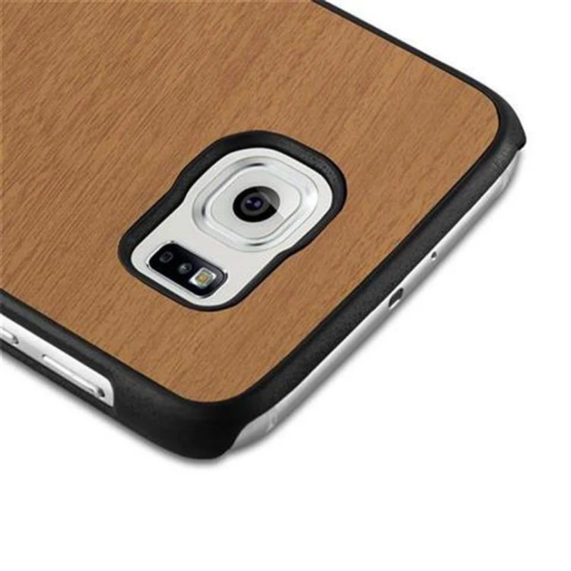 Cadorabo Hülle kompatibel mit Samsung Galaxy S6 Hard Case Schutzhülle in Holz Optik gegen Kratzer und Stöße