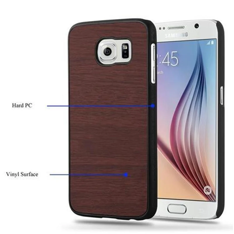Cadorabo Hülle kompatibel mit Samsung Galaxy S6 Hard Case Schutzhülle in Holz Optik gegen Kratzer und Stöße