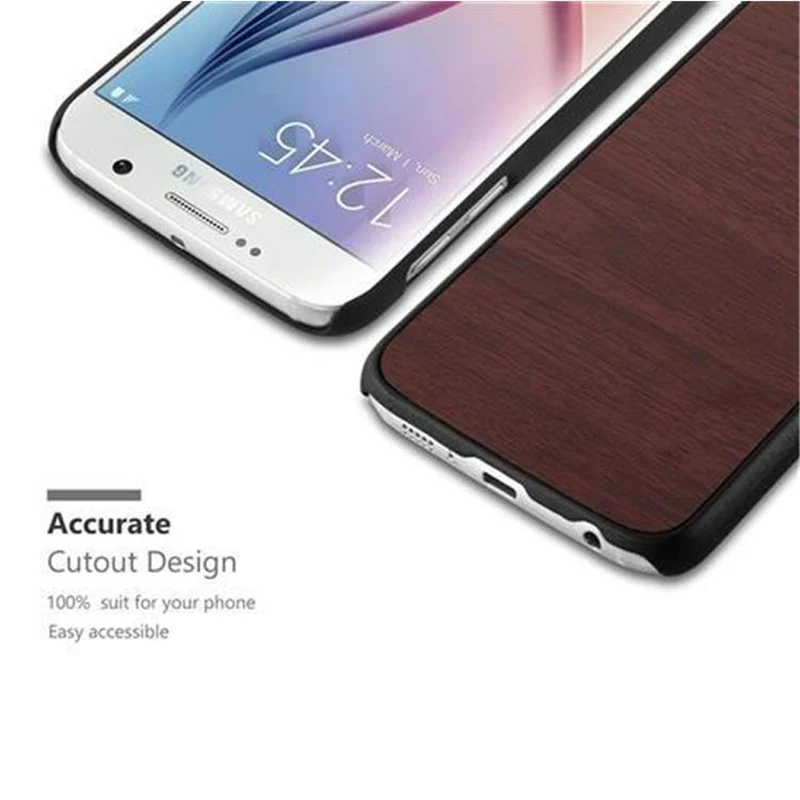 Cadorabo Hülle kompatibel mit Samsung Galaxy S6 Hard Case Schutzhülle in Holz Optik gegen Kratzer und Stöße
