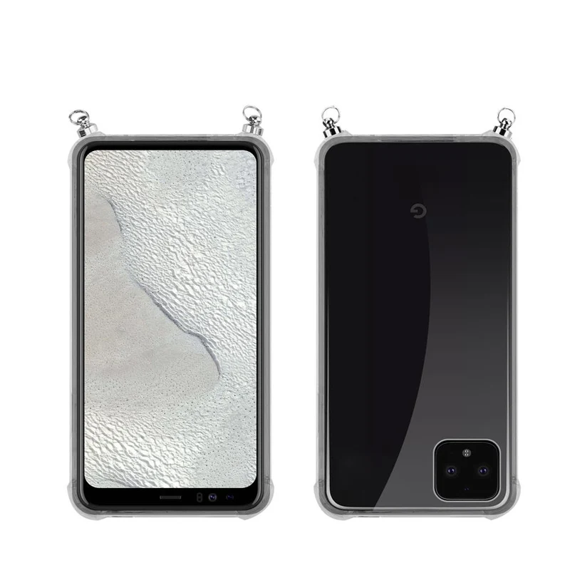 Silikon Hülle Handykette kompatibel mit Google PIXEL 4 XL mit goldenen Ringen