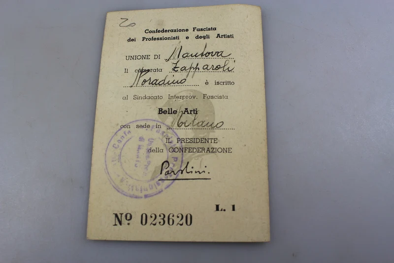 Fascist Confederation Card Professionals & Artists XVIII°