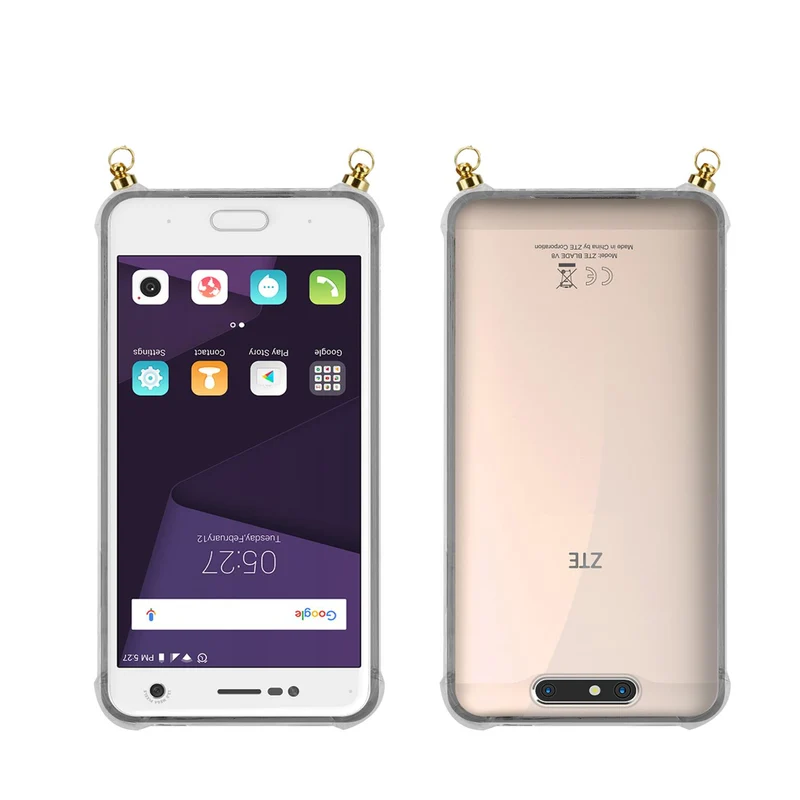 Silikon Hülle Handykette kompatibel mit ZTE Blade V8 mit goldenen Ringen