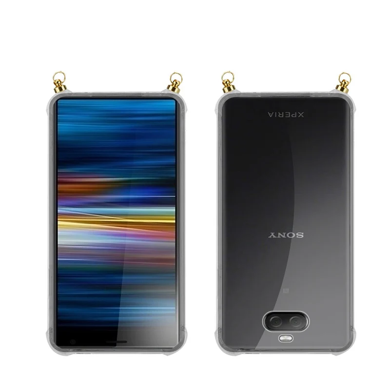 Silikon Hülle Handykette kompatibel mit Sony Xperia 10 PLUS mit goldenen Ringen