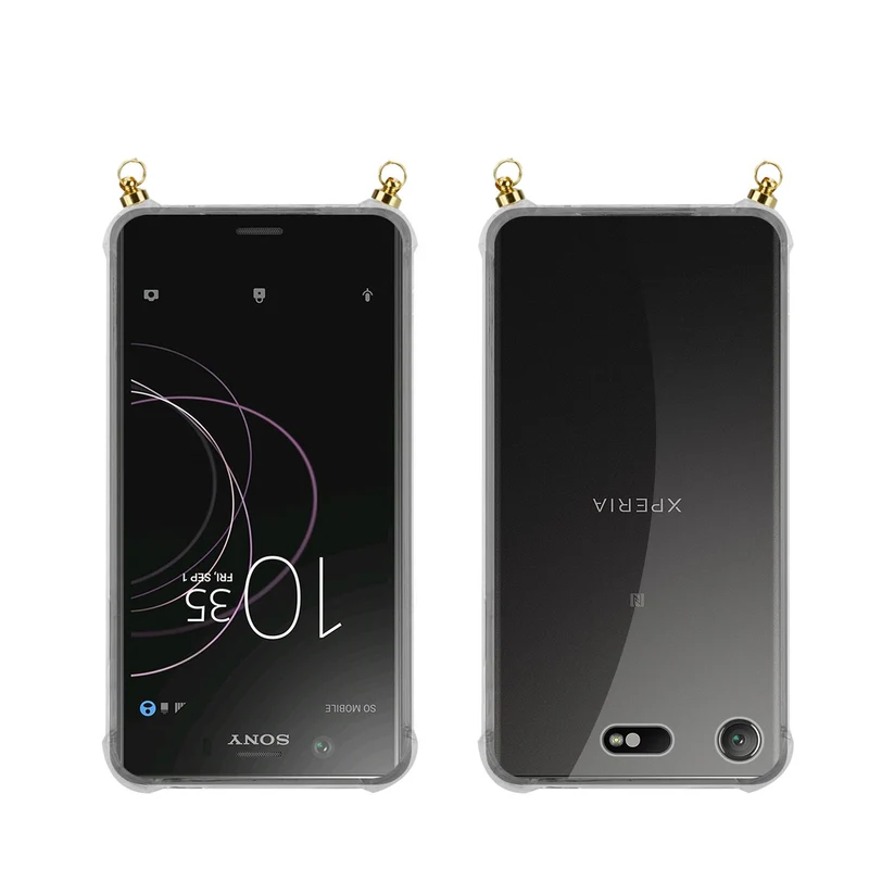 Silikon Hülle Handykette kompatibel mit Sony Xperia XZ1 COMPACT mit goldenen Ringen