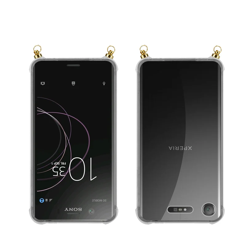 Silikon Hülle Handykette kompatibel mit Sony Xperia XZ1 mit goldenen Ringen