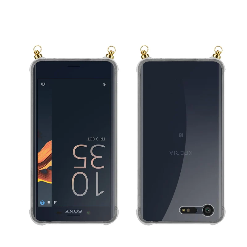Silikon Hülle Handykette kompatibel mit Sony Xperia X COMPACT mit goldenen Ringen