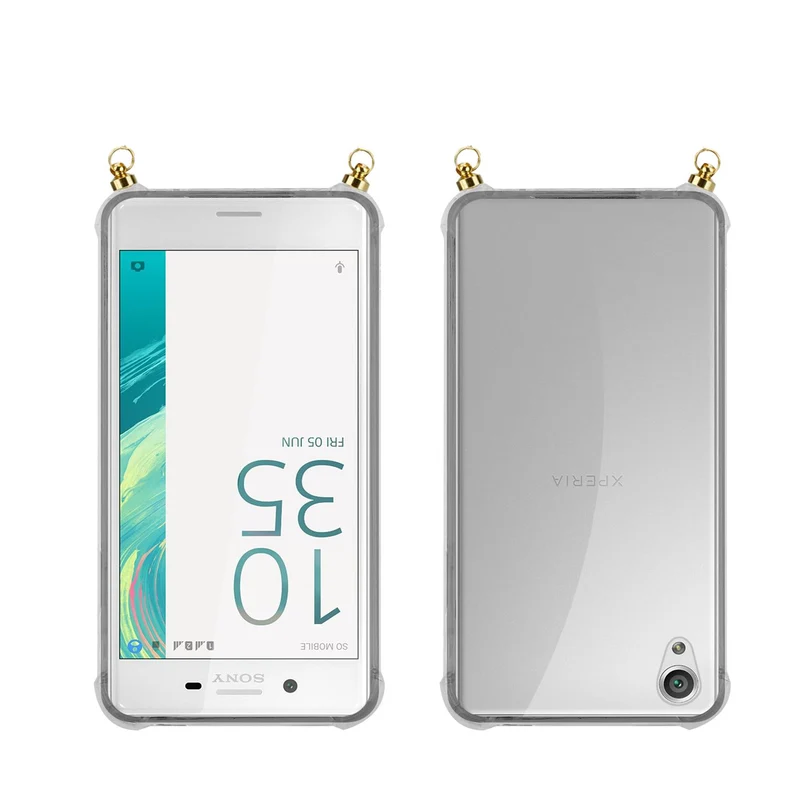 Silikon Hülle Handykette kompatibel mit Sony Xperia X mit goldenen Ringen