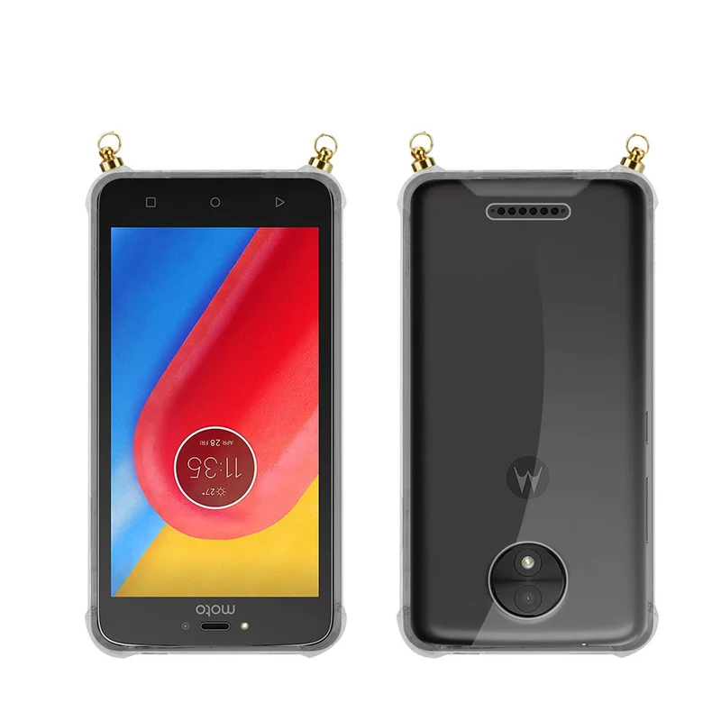 Silikon Hülle Handykette kompatibel mit Motorola MOTO C mit goldenen Ringen