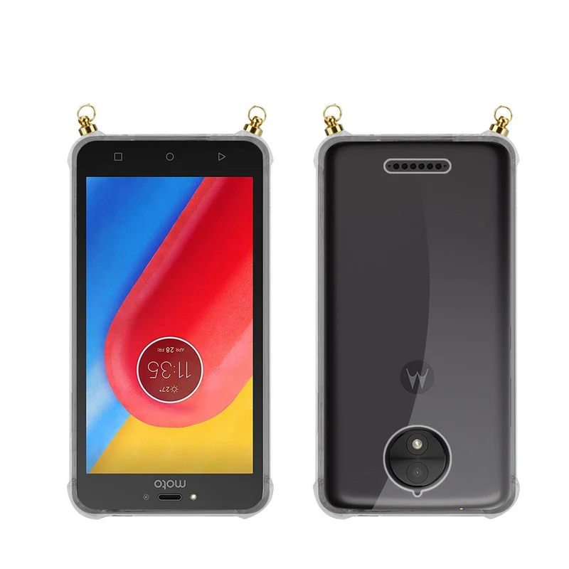 Silikon Hülle Handykette kompatibel mit Motorola MOTO C PLUS mit goldenen Ringen