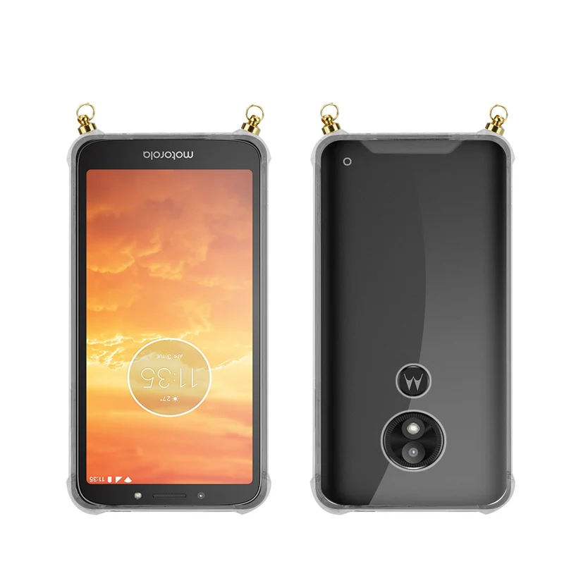 Silikon Hülle Handykette kompatibel mit Motorola MOTO E5 PLAY mit goldenen Ringen