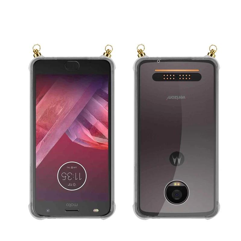Silikon Hülle Handykette kompatibel mit Motorola MOTO Z2 PLAY / Z2 FORCE mit goldenen Ringen