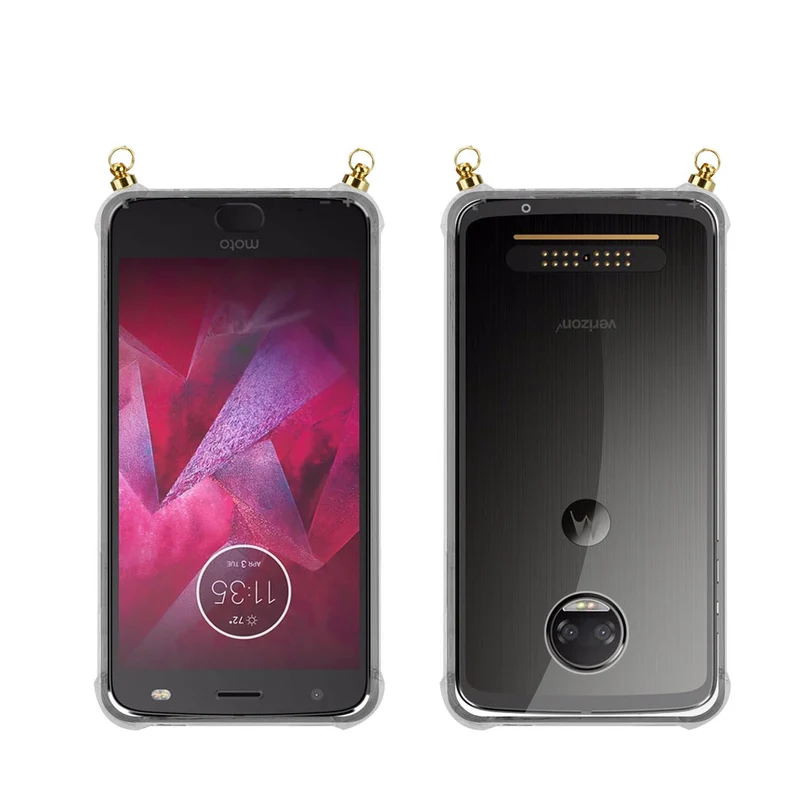 Silikon Hülle Handykette kompatibel mit Motorola MOTO Z2 mit goldenen Ringen