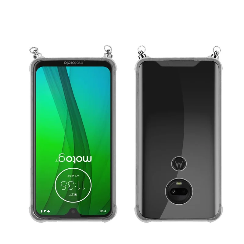 Silikon Hülle Handykette kompatibel mit Motorola MOTO G7 / G7 PLUS mit goldenen Ringen