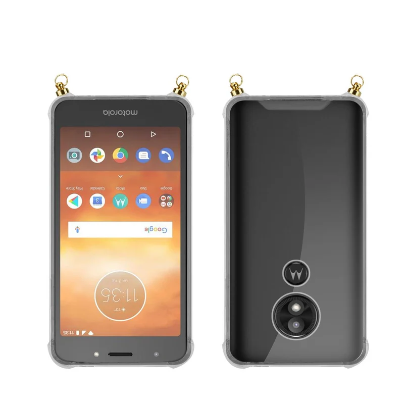 Silikon Hülle Handykette kompatibel mit Motorola MOTO E5 / G6 PLAY mit goldenen Ringen