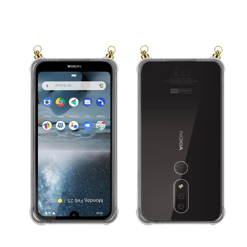 Silikon Hülle Handykette kompatibel mit Nokia 4,2 mit goldenen Ringen