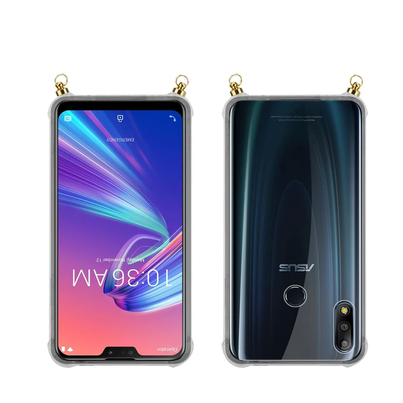 Silikon Hülle Handykette kompatibel mit Asus ZenFone MAX PRO M2 (6.3 Zoll) mit goldenen Ringen