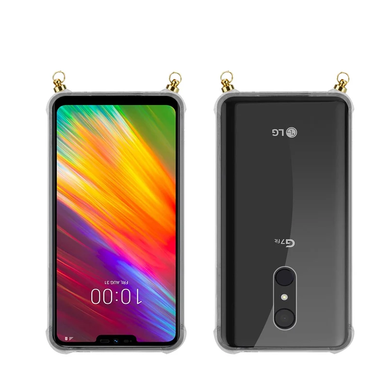 Silikon Hülle Handykette kompatibel mit LG Q9 mit goldenen Ringen