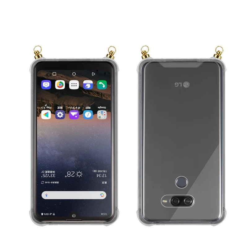Silikon Hülle Handykette kompatibel mit LG K50 mit goldenen Ringen