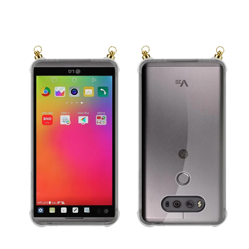 Silikon Hülle Handykette kompatibel mit LG V20 mit goldenen Ringen