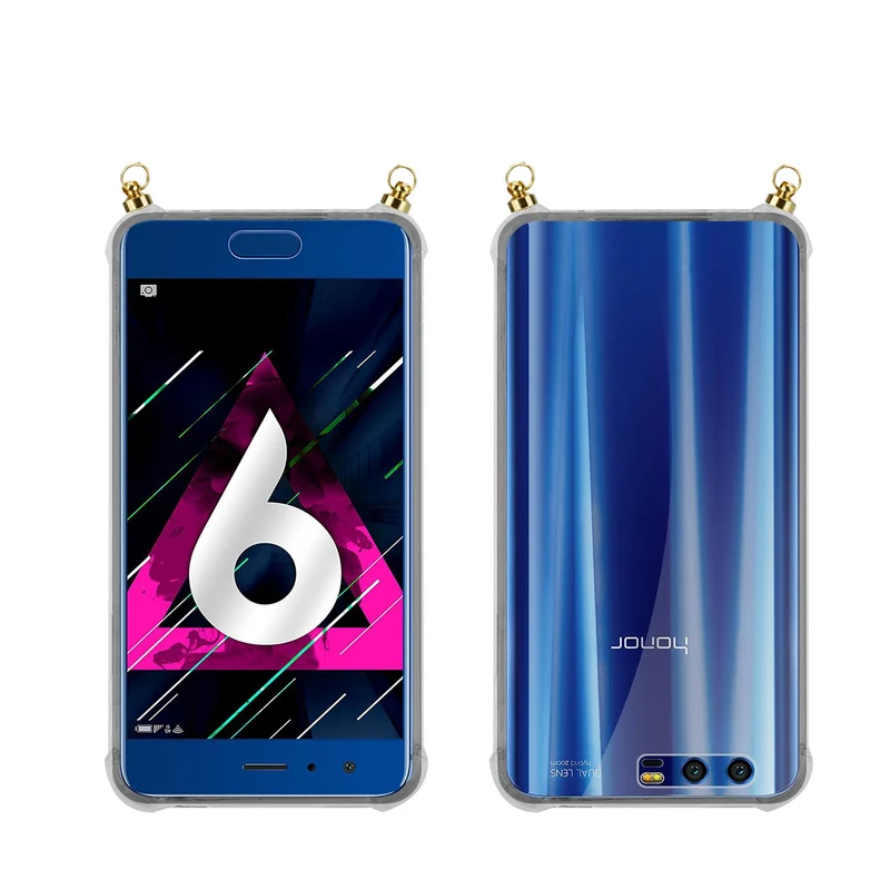 Silikon Hülle Handykette kompatibel mit Honor 9 mit goldenen Ringen