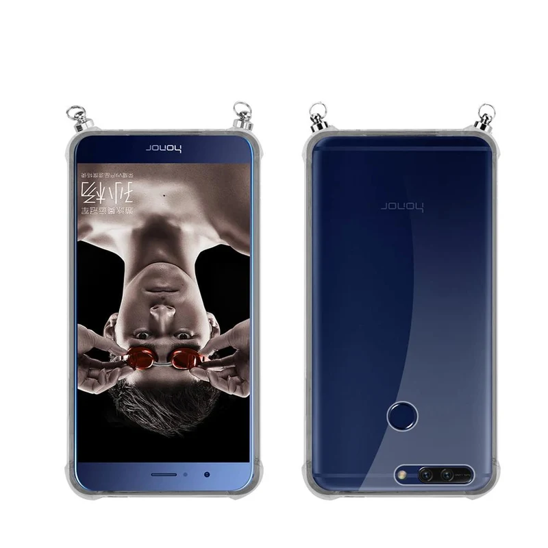 Silikon Hülle Handykette kompatibel mit Honor 8 PRO mit goldenen Ringen