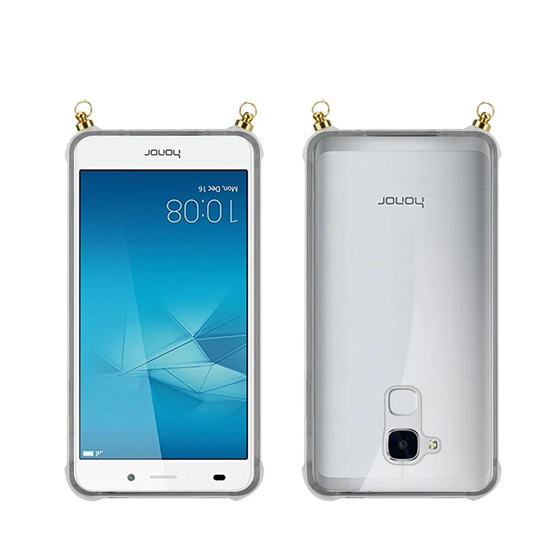 Silikon Hülle Handykette kompatibel mit Honor 5C mit goldenen Ringen