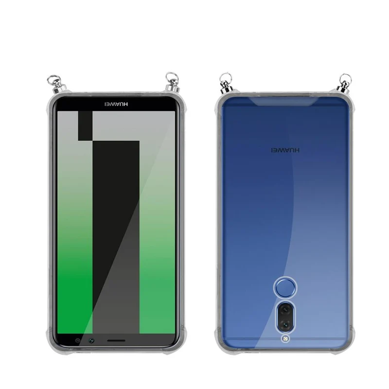 Silikon Hülle Handykette kompatibel mit Huawei MATE 10 LITE mit goldenen Ringen