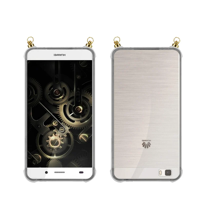 Silikon Hülle Handykette kompatibel mit Huawei P8 LITE 2015 mit goldenen Ringen