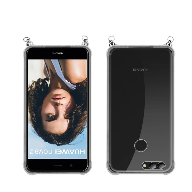 Silikon Hülle Handykette kompatibel mit Huawei NOVA 2 mit goldenen Ringen