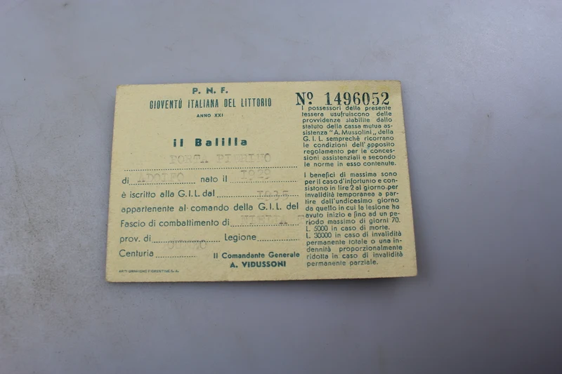 GIL-Karte "Balilla" XXI°