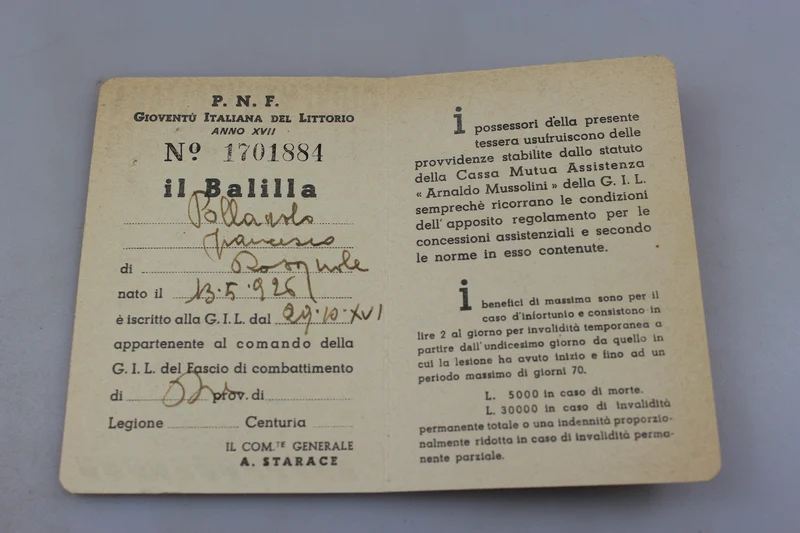 GIL-Karte "Balilla" XVII°