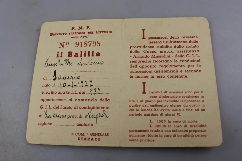 GIL-Karte "Balilla" XVIII°
