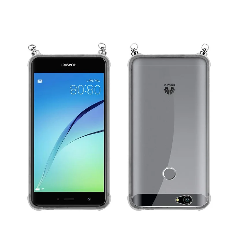Silikon Hülle Handykette kompatibel mit Huawei NOVA mit goldenen Ringen