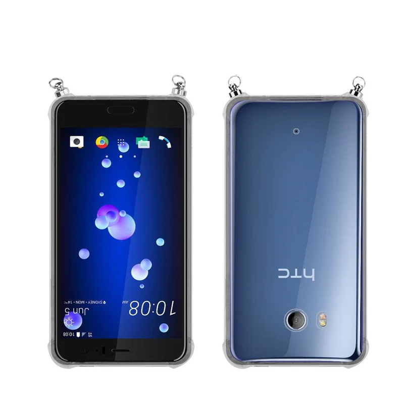 Silikon Hülle Handykette kompatibel mit HTC OCEAN / U11 mit goldenen Ringen