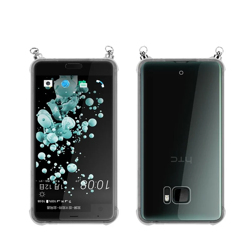 Silikon Hülle Handykette kompatibel mit HTC U ULTRA mit goldenen Ringen