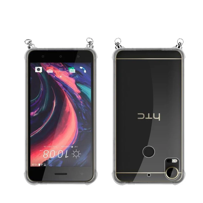Silikon Hülle Handykette kompatibel mit HTC Desire 10 PRO mit goldenen Ringen