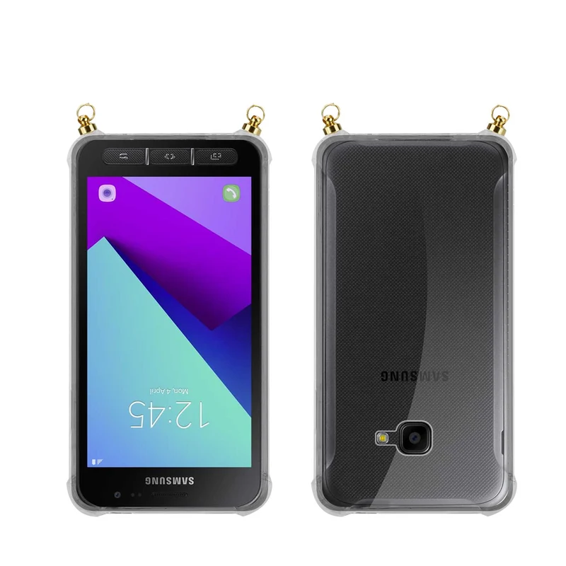 Silikon Hülle Handykette kompatibel mit Samsung Galaxy XCover 4 / XCover 4s mit goldenen Ringen