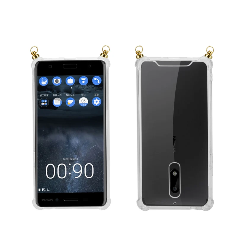 Silikon Hülle Handykette kompatibel mit Nokia 5 2017 mit goldenen Ringen