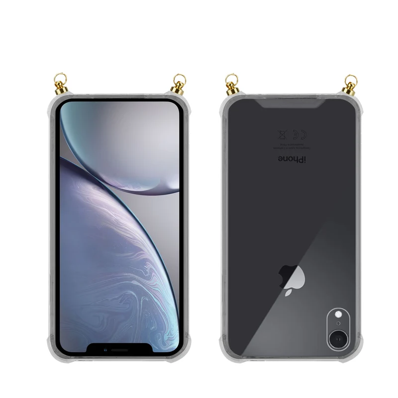 Silikon Hülle Handykette kompatibel mit Apple iPhone XR mit goldenen Ringen