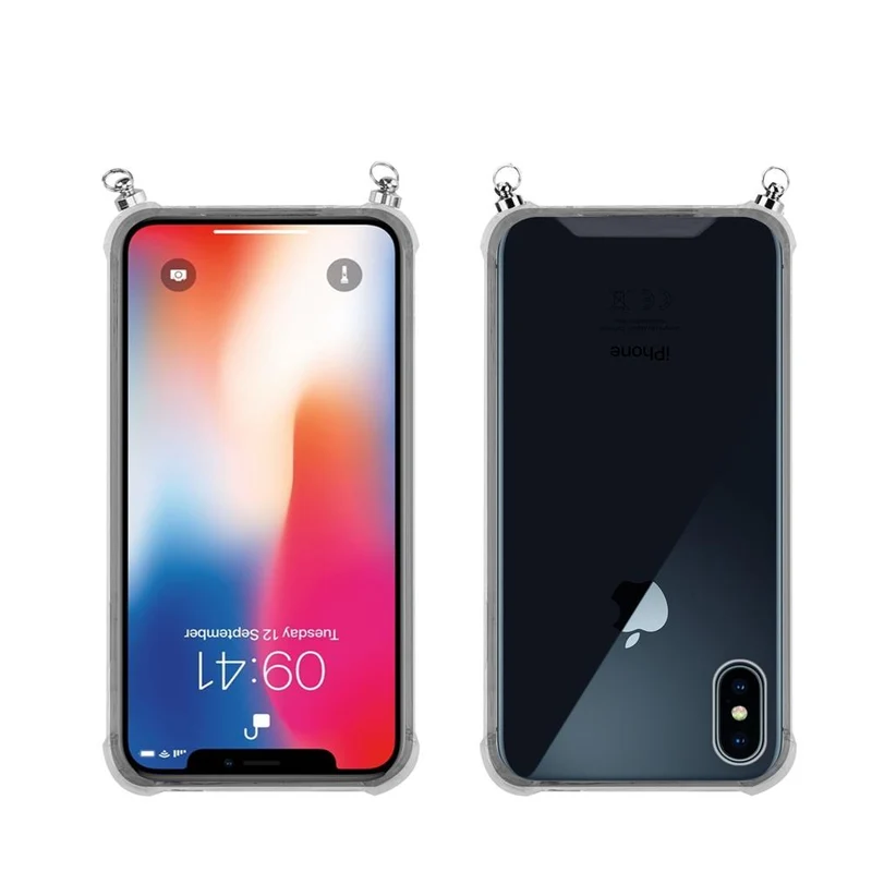 Silikon Hülle Handykette kompatibel mit Apple iPhone X / XS mit goldenen Ringen