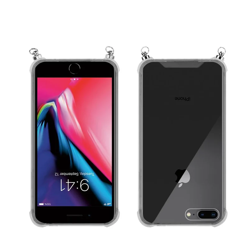 Silikon Hülle Handykette kompatibel mit Apple iPhone 7 PLUS / 7S PLUS / 8 PLUS mit goldenen Ringen