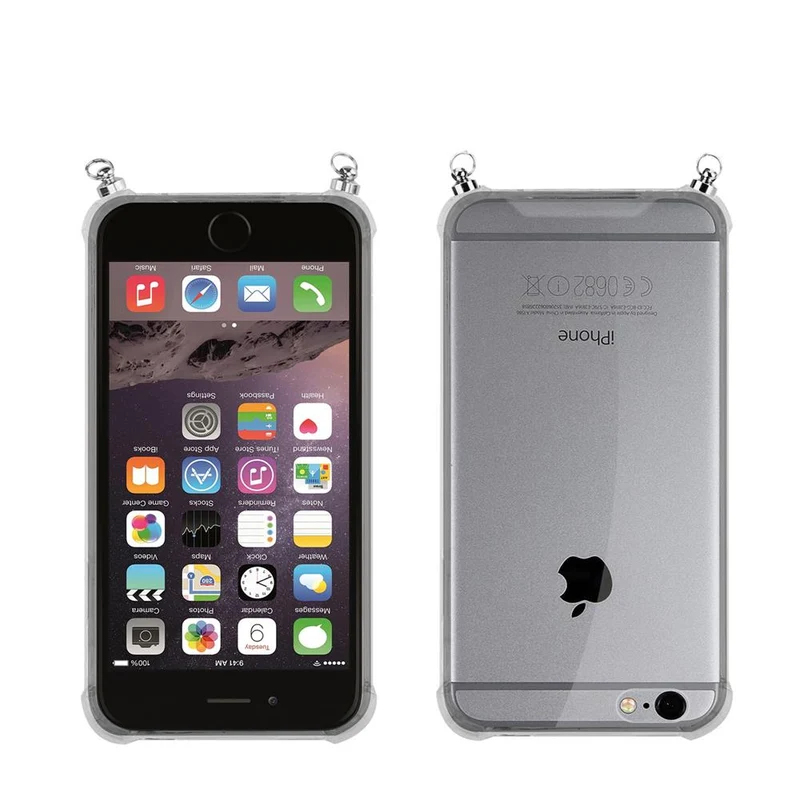 Silikon Hülle Handykette kompatibel mit Apple iPhone 6 PLUS / 6S PLUS mit goldenen Ringen