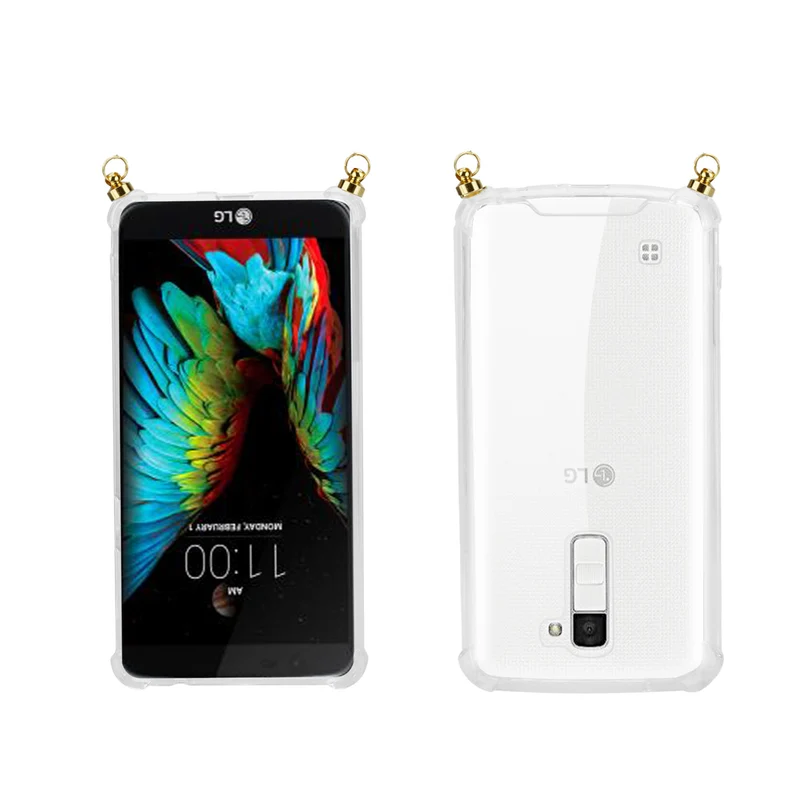 Silikon Hülle Handykette kompatibel mit LG K10 2016 mit goldenen Ringen