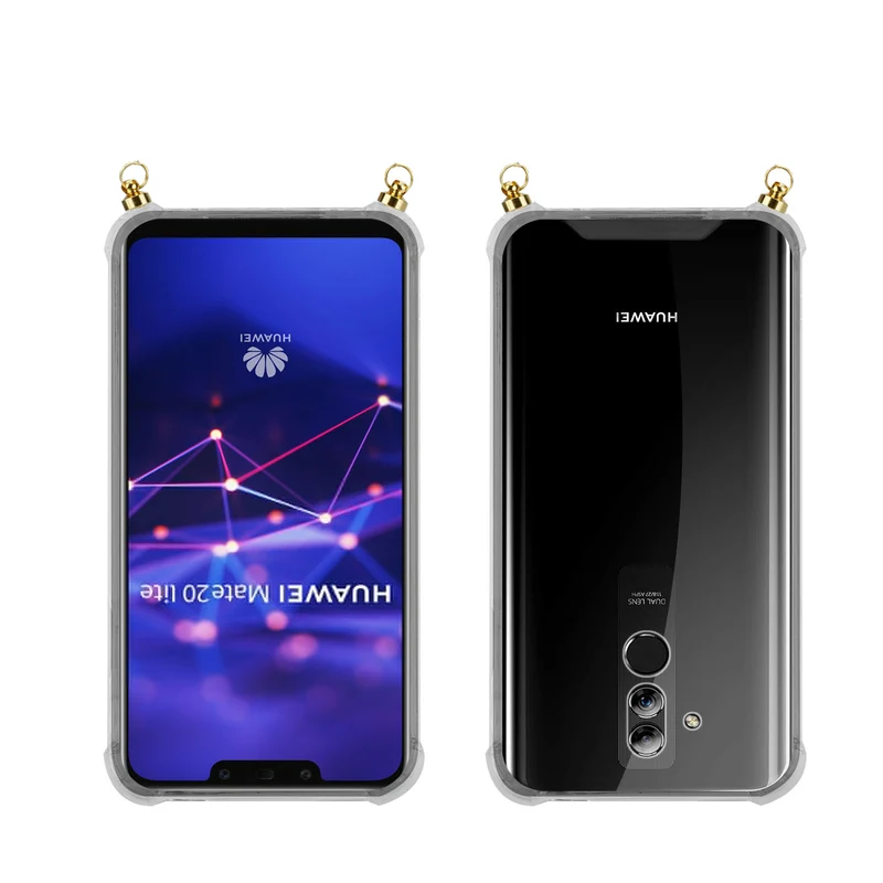 Silikon Hülle Handykette kompatibel mit Huawei MATE 20 LITE mit goldenen Ringen
