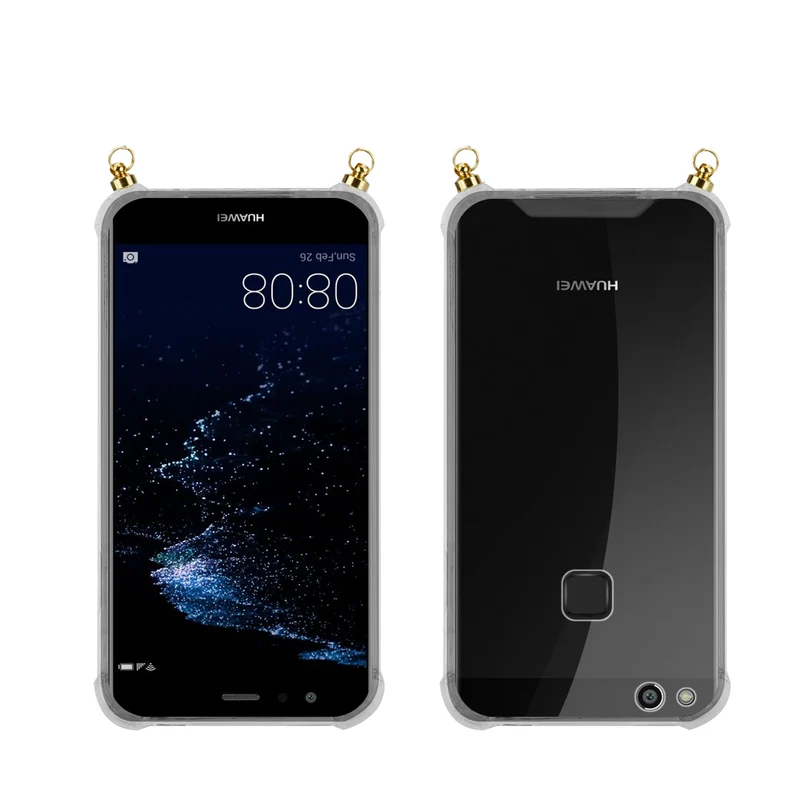 Silikon Hülle Handykette kompatibel mit Huawei P10 LITE mit goldenen Ringen