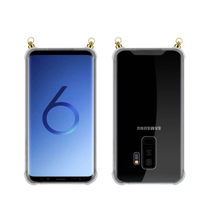 Silikon Hülle Handykette kompatibel mit Samsung Galaxy S9 PLUS mit goldenen Ringen