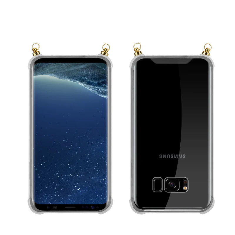 Silikon Hülle Handykette kompatibel mit Samsung Galaxy S8 mit goldenen Ringen