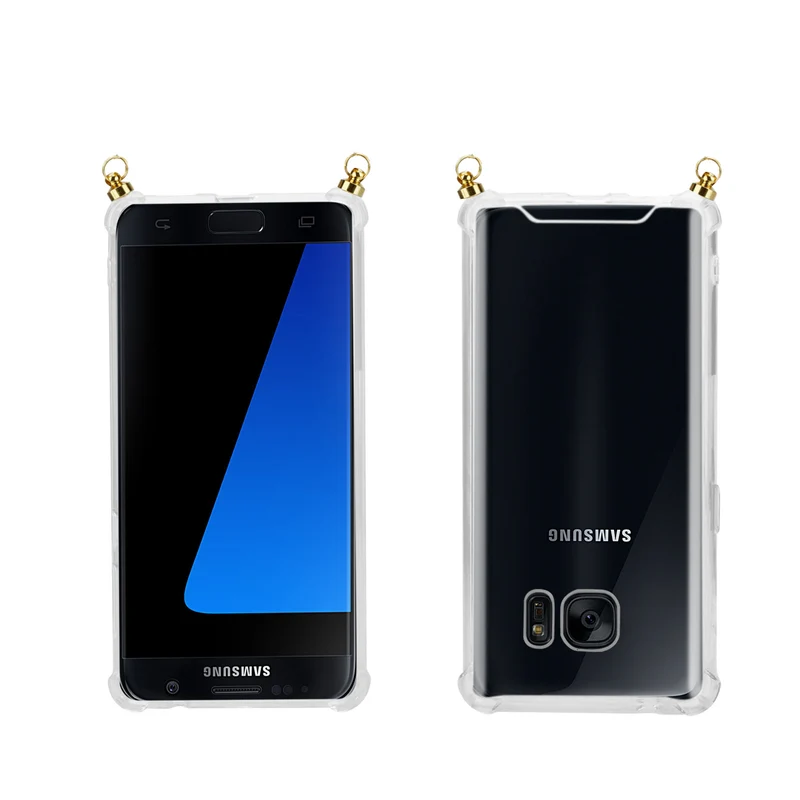 Silikon Hülle Handykette kompatibel mit Samsung Galaxy S7 mit goldenen Ringen